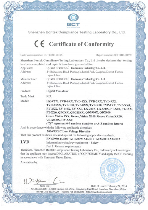 QOMO QPC80H2 Disgital Visualizer CE(LVD) Certificate_00